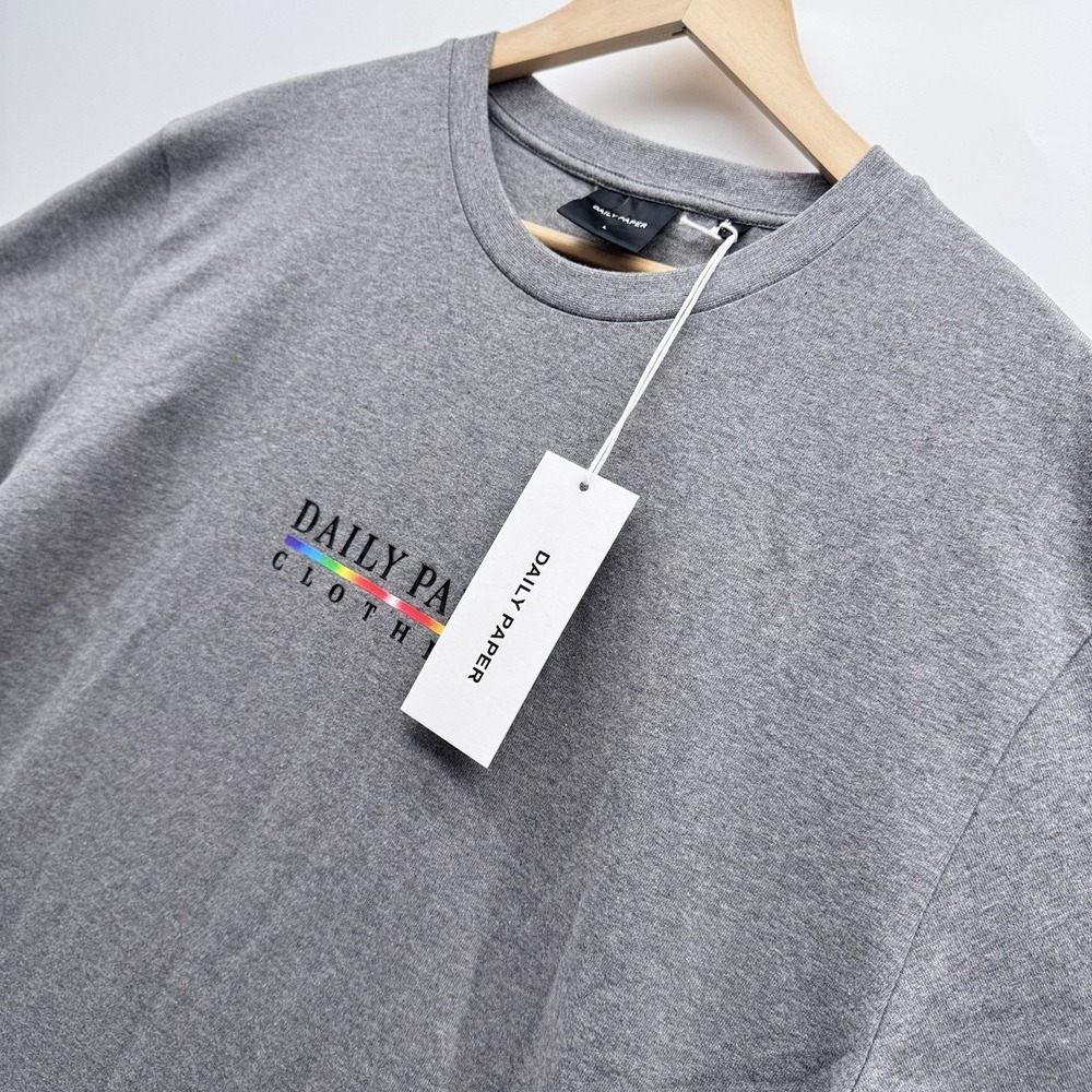Daily Paper Jormel Tee Men's Large Grey Melange Rainbow Pride Logo T-Shirt NWT